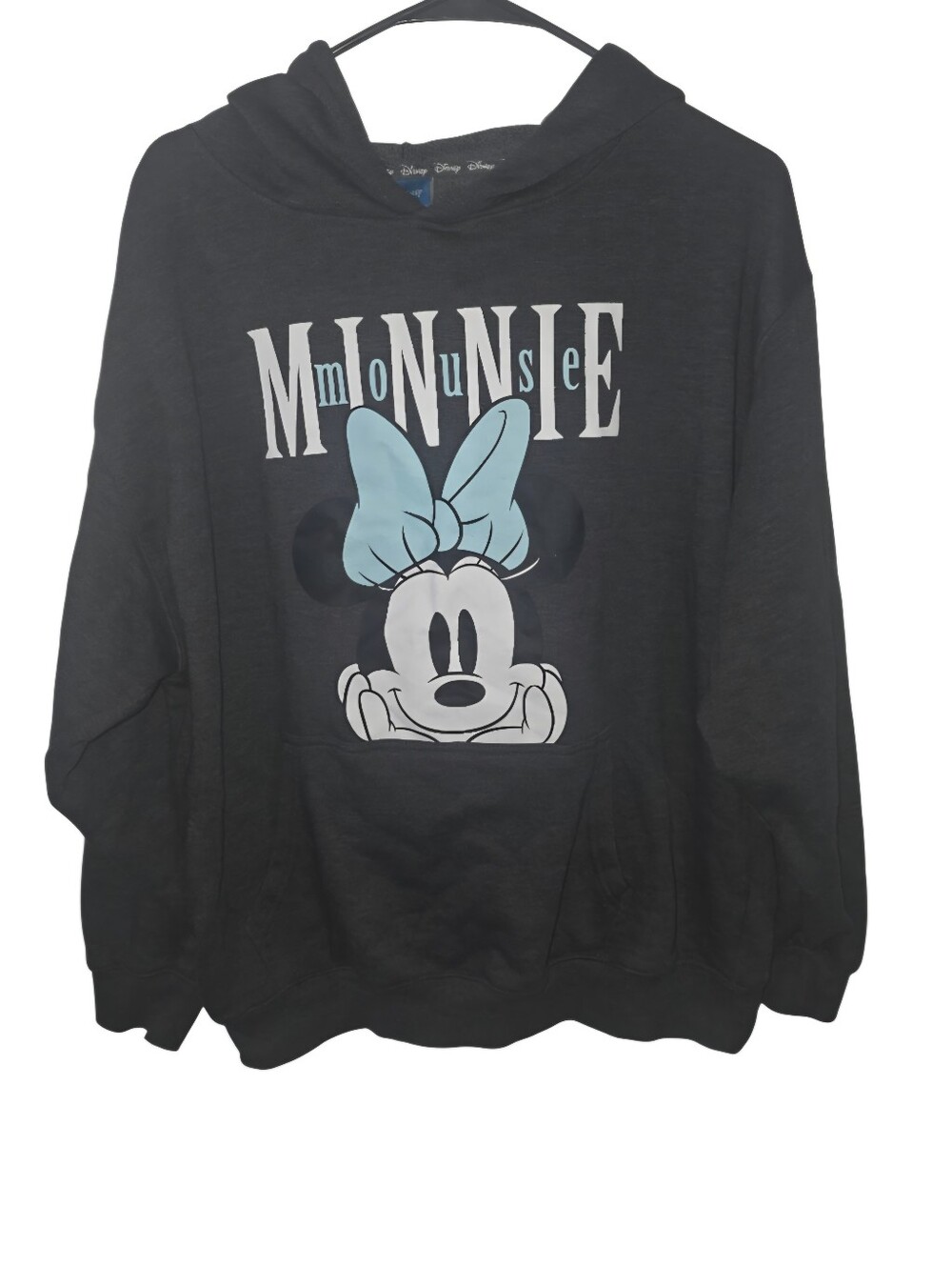 Disney Minnie Mouse Hoodie - Black with Light Blue Bow